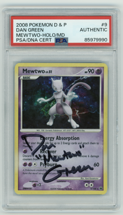 PSA Signed Dan Green Pokemon TCG Mewtwo Majestic Dawn 9/100 Holo Rare - Image 1