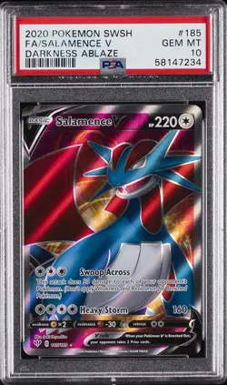 2020 POKEMON SWORD & SHIELD DARKNESS ABLAZE #185 FULL ART/SALAMENCE V PSA 10 - Image 1