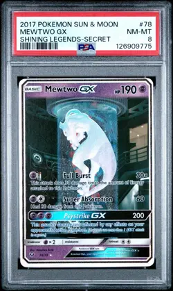 Pokemon Shining Legends Mewtwo GX Secret #78 - PSA 8 - Image 1