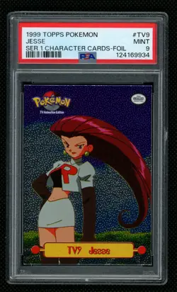 1999 Topps Pokemon Animated Series #1 Jesse TV9 Full Art Holo Foil - PSA 9 - Image 1