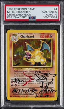 1999 POKEMON BASE SET UNLIMITED #4 CHARIZARD-HOLO PSA AUTHENTIC DNA AUTO 10 - Image 1