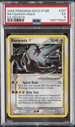 2005 POKEMON EX DEOXYS GOLD STAR #107 RAYQUAZA-HOLO PSA 5 - Image 1