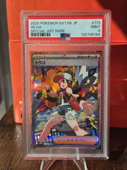 PSA 9 Pokemon Hilda 173/086 White Flare SV11W Japanese SAR Special Art Rare Holo - Image 1