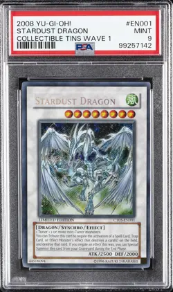 2008 YU-GI-OH! COLLECTIBLE TINS WAVE 1 #EN001 STARDUST DRAGON PSA 9 - Image 1