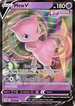 Mew V Pokemon FUSION STRIKE Full HOLO 113/264 NM MINT Card - Image 1