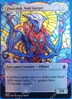 Zhulodok, Void Gorger FOIL Proxy Card with Custom Stained Glass Art Design - Image 1