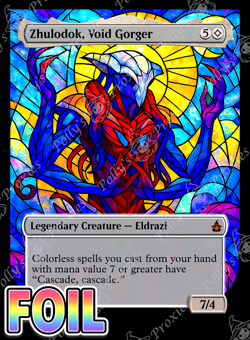 Zhulodok, Void Gorger FOIL Proxy Card with Custom Stained Glass Art Design - Image 3