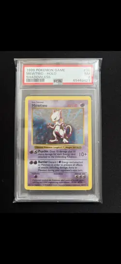1999 Pokemon Base Set (SHADOWLESS MEWTWO) HOLO GRADED PSA-7 CARD #10/102 - Image 1