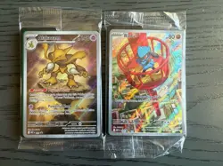 Pokemon Alakazam 009 and Riolu 010 Black Star Promo Mega Evolution Set (SEALED) - Image 1