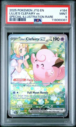 2025 POKEMON JTG EN-JOURNEY TOGETHER #184 LILLIE'S CLEFAIRY EX PSA 9 - Image 1
