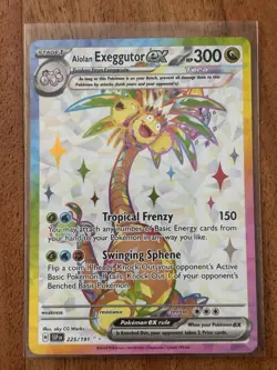 Pokemon TCG Alolan Exeggutor EX 225/191 Surging Sparks Ultra Rare - Image 1