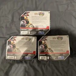 Pokemon TCG Paldean Fates 3x Large Tins Great Tusk Iron Treads Charizard Sealed! - Image 2