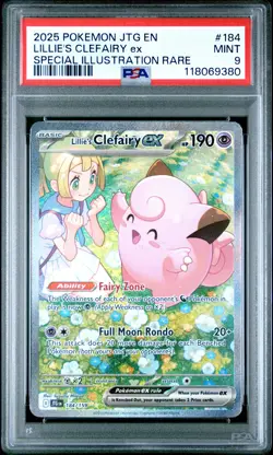 2025 POKEMON JTG EN-JOURNEY TOGETHER #184 LILLIE'S CLEFAIRY EX PSA 9 - Image 1