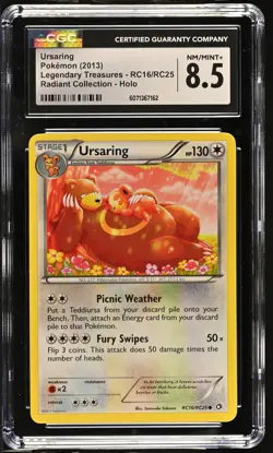 CGC 8.5 Ursaring Legendary Treasures RC16/RC25 Radiant Collection Pokemon Card - Image 1