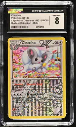 CGC 8 Cinccino Legendary Treasures RC19/RC25 Radiant Collection Pokemon Card - Image 1