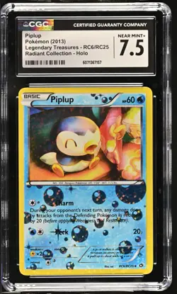 CGC 7.5 Piplup Legendary Treasures RC6/RC25 Radiant Collection Holo Pokemon Card - Image 1