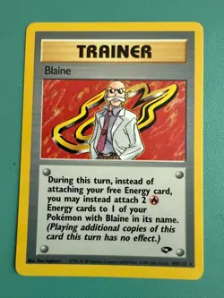 Vintage Trainer: Blaine (100/132) Gym Challenge Regular Pokemon TCG card - Image 1