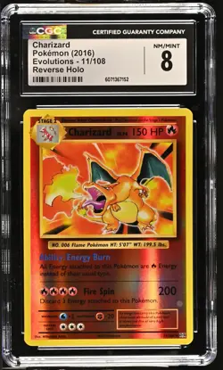 CGC 8 Charizard 2016 Evolutions 11/108 Reverse Holo Pokemon Card - Image 1