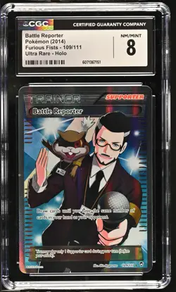 CGC 8 Battle Reporter 2014 Furious Fists 109/111 Ultra Rare Holo Pokemon Card - Image 1