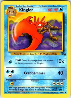 Pokemon | Fossil | Kingler | 38/62 | Unlimited | NM - Image 1