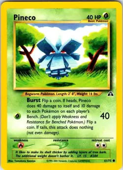Pokemon | Neo Discovery | Pineco | 61/75 | Unlimited | NM - Image 1