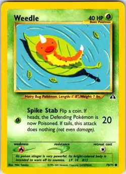 Pokemon | Neo Discovery | Weedle | 70/75 | Unlimited | NM - Image 1