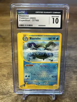 CGC 10 GEM MINT Blastoise 2002 Expedition 37/165 Pokemon TCG Card psa - Image 1