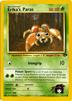 Erika's Paras Gym Challenge #71/132 - 1999 Vintage Pokemon Card - Near Mint - Image 1