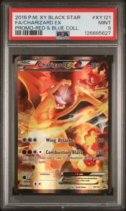2016 Pokemon XY Black Star Full Art Charizard ex #121 Promo Red Blue Coll. PSA 9 - Image 1