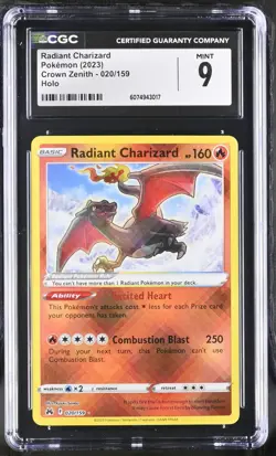 (PSA) CGC 9 Radiant Charizard Crown Zenith Holo Pokemon Card #020 Mint - Image 1