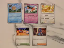 Pokemon twilight masquerade 5 Card Lot NM Eevee Feebas Fairgiraf Raifort - Image 1