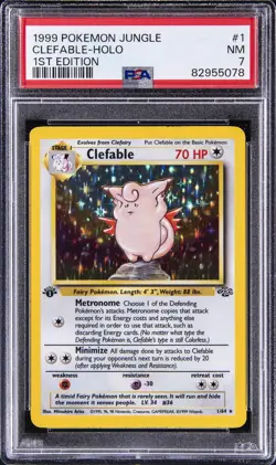 1999 POKEMON JUNGLE 1ST ED #1 CLEFABLE-HOLO PSA 7 - Image 1