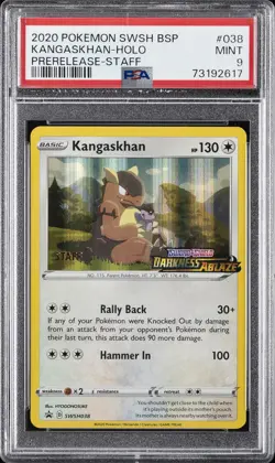 2020 POKEMON SWSH BLACK STAR PROMO PRERELEASE-STAFF #038 KANGASKHAN-HOLO PSA 9 - Image 1