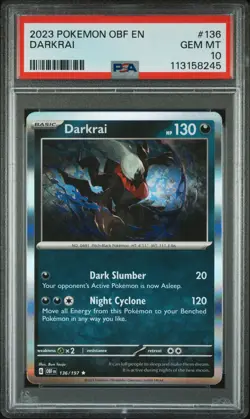 2023 POKEMON OBF EN-OBSIDIAN FLAMES #136 DARKRAI PSA 10 - Image 1