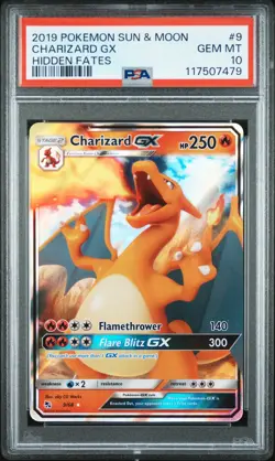 2019 POKEMON SUN & MOON HIDDEN FATES #9 CHARIZARD GX PSA 10 - Image 1