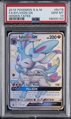 2019 POKEMON SUN & MOON HIDDEN FATES #SV76 FULL ART/SYLVEON GX PSA 10 - Image 1