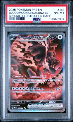 2025 POKEMON PRE EN-PRISMATIC EVOLUTIONS #168 BLOODMOON URSALUNA EX PSA 8 - Image 1