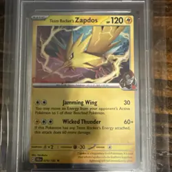 2025 POKEMON DESTINED RIVALS GAMESTOP EXCLUSIVE #070 TEAM ROCKET'S ZAPDOS PSA 9 - Image 3