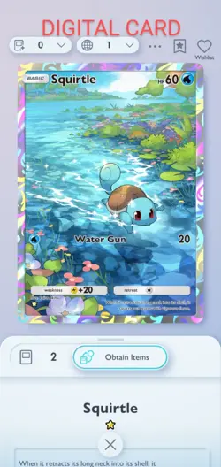 pokemon pocket mobile game genetic apex pikachu set squirtle ☆ Rare card - Image 1