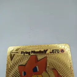 flying pikachu v gold metal card fan art card vgc - Image 2