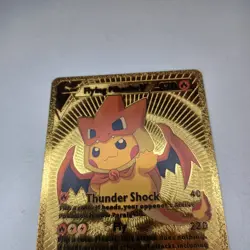 flying pikachu v gold metal card fan art card vgc - Image 4
