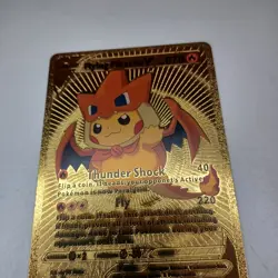 flying pikachu v gold metal card fan art card vgc - Image 5