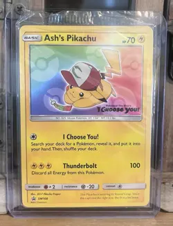 Pokemon - Ash's Pikachu - TCG SM108 2017 Promo Card - NEW/SEALED - NM - Image 1