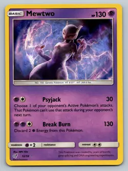 Pokemon Mewtwo TCG Detective Pikachu Holo Card 12/18 Holo Rare LP - Image 1