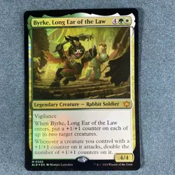 MTG Bloomburrow Mythic Byrke, Long Ear of the Law #0380 FOIL - Image 1