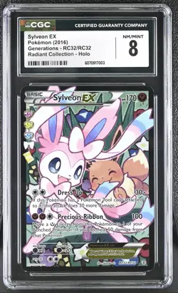 2016 Pokemon XY Generations Sylveon EX RC32/RC32 Radiant Collection Rare CGC 8 - Image 1
