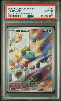 2024 POKEMON SCR EN-STELLAR CROWN ILLUSTRATION RARE #143 BULBASAUR PSA 10 - Image 1