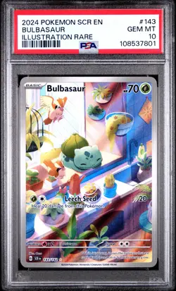 2024 POKEMON SCR EN-STELLAR CROWN ILLUSTRATION RARE #143 BULBASAUR PSA 10 - Image 1