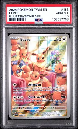 2024 POKEMON TWM EN-TWILIGHT MASQUERADE ILLUSTRATION RARE #188 EEVEE PSA 10 - Image 1