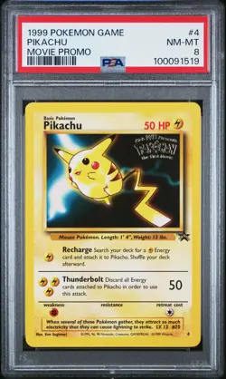 1999 POKEMON GAME MOVIE PROMO #4 PIKACHU PSA 8 - Image 1